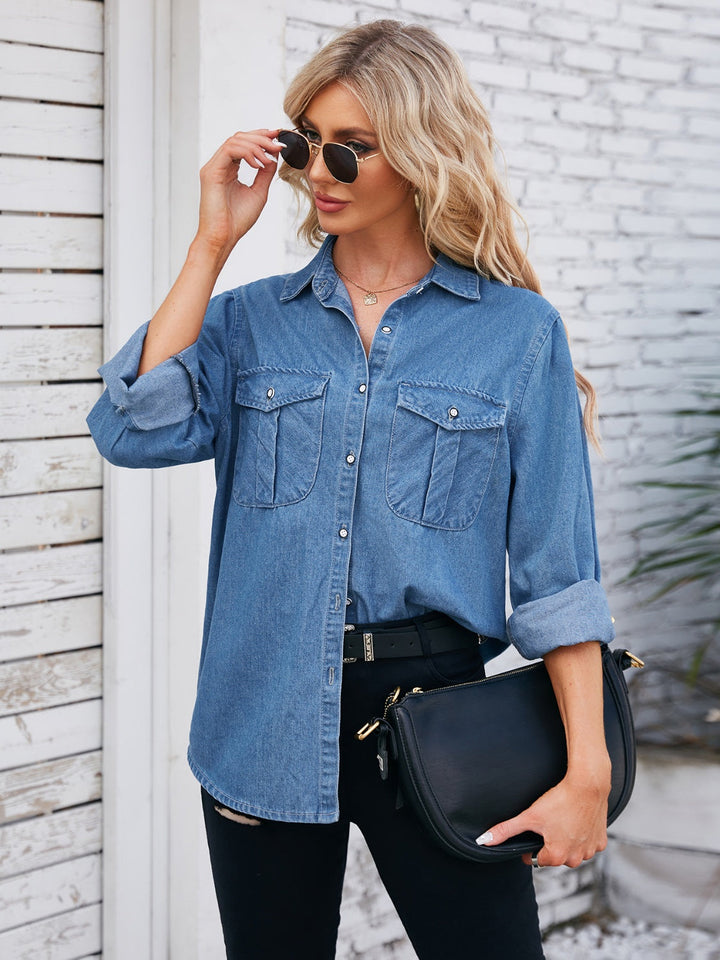 Stilla | Up Collared Neck Denim Jacket