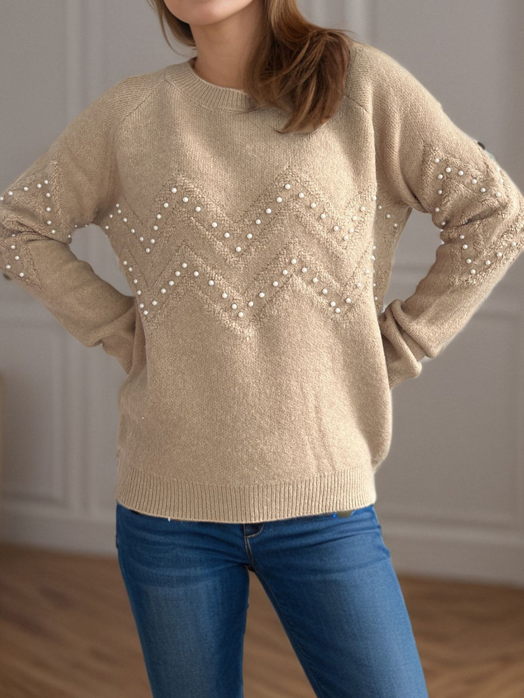 Stilla | Pullover Varm Med Perlepynt