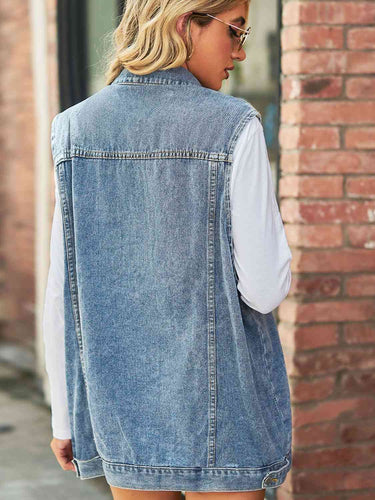 Stilla | Neck Ærmeløs Denim Top Med Lommer