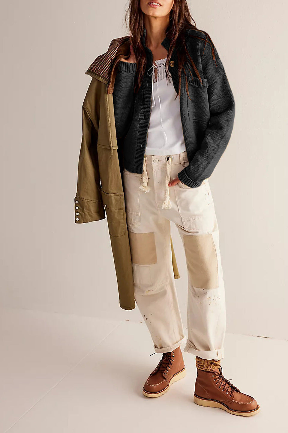 Stilla | Jakke Ståkrave Ensfarvet Cardigan Pullover