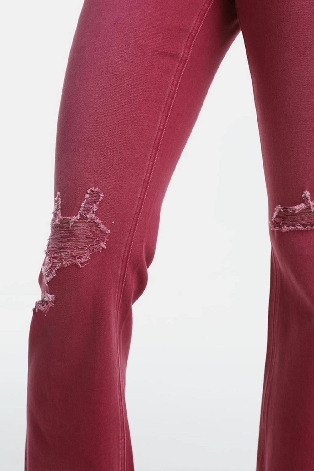 Stilla | Full Size Høj Talje Distressed Raw Hem Flare Jeans