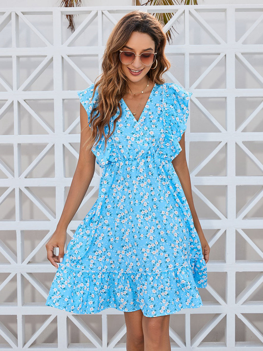 Stilla | Ditsy Floral Surplice Mini Kjole
