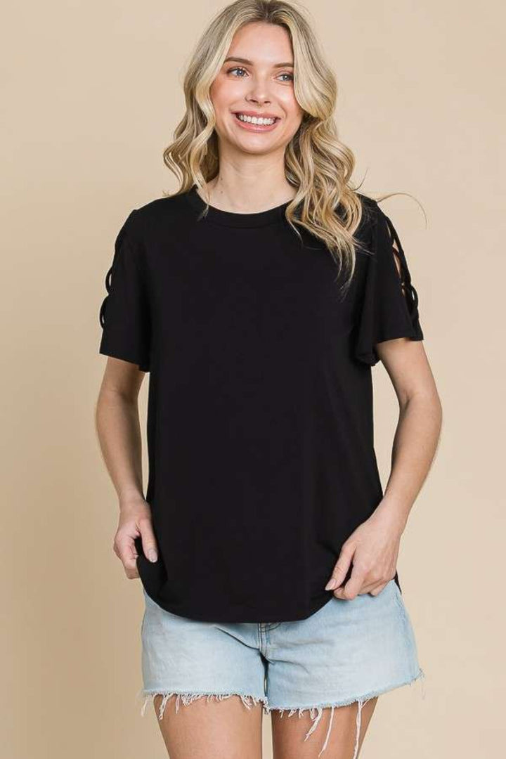 Stilla | Code Rund Hals Crisscross Korte Ærmer T-Shirt
