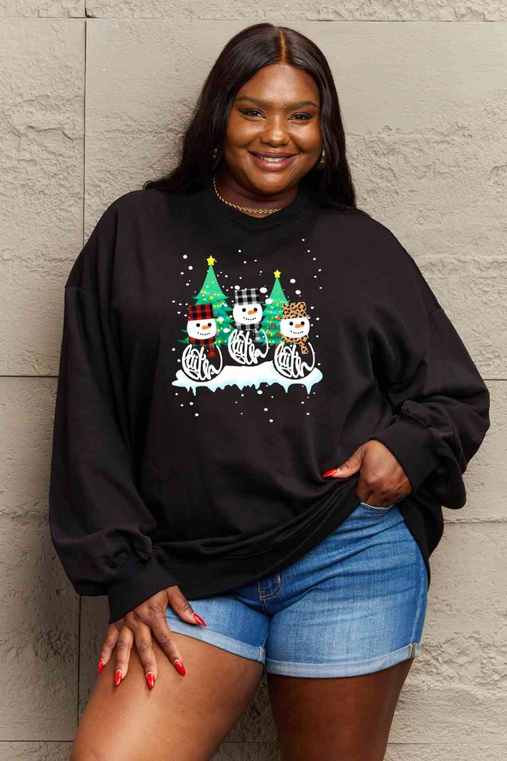 Stilla | Love Full Size Graphic Rund Hals Sweatshirt