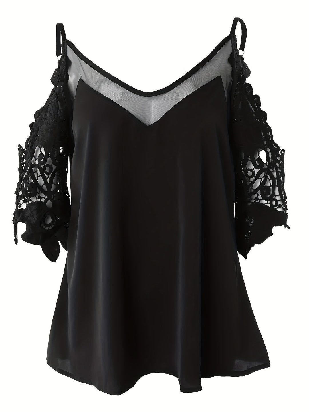 Stilla | Off Shoulder Bluse Med Blondeærmer