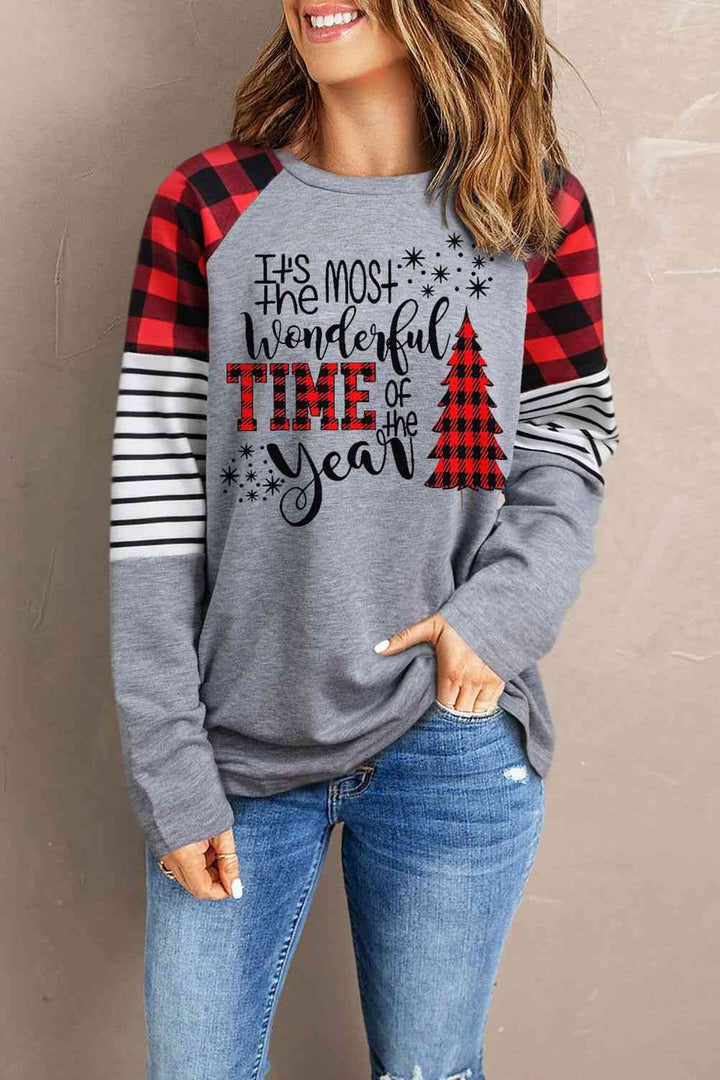 Stilla | Mixed Print Letter Graphic Raglan Ærme Top
