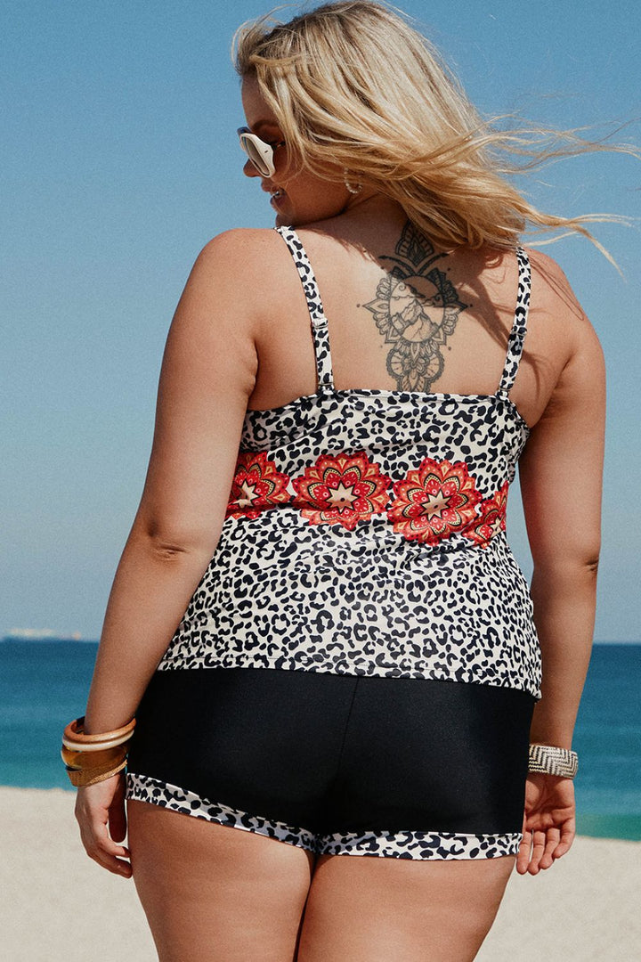 Stilla | Størrelse Mixed Print Tankini Sæt Med Lommer