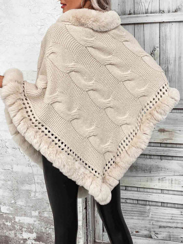 Stilla | Fur Trim Kabelstrik Poncho