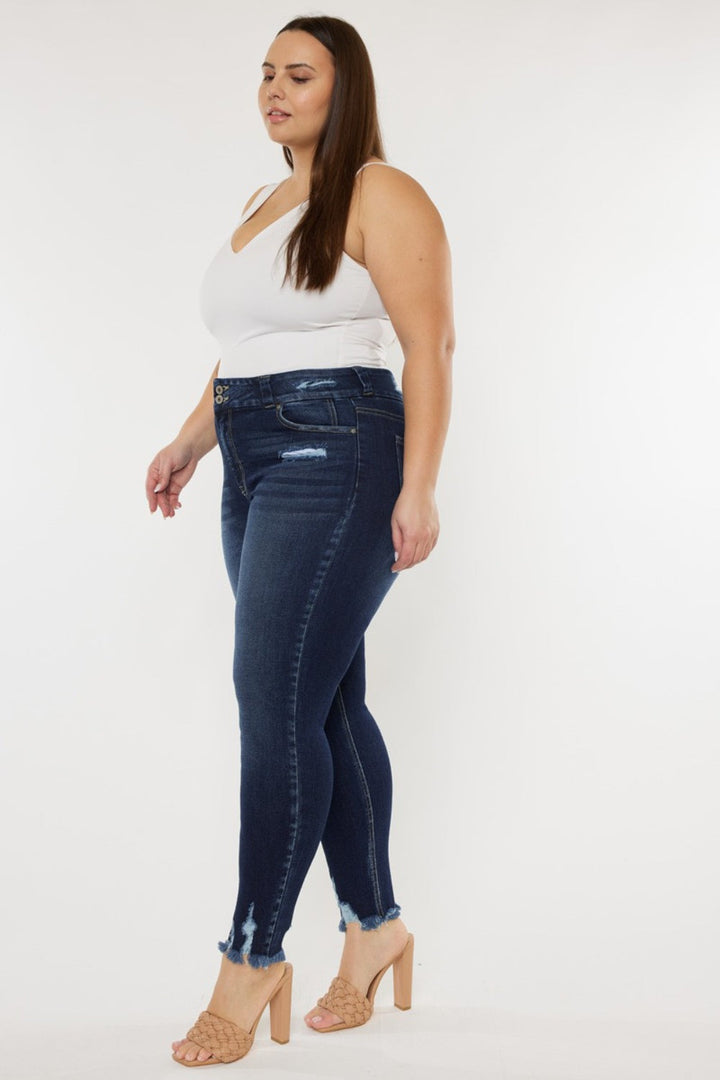 Stilla | Full Size Cat's Whiskers Raw Hem Høj Talje Jeans