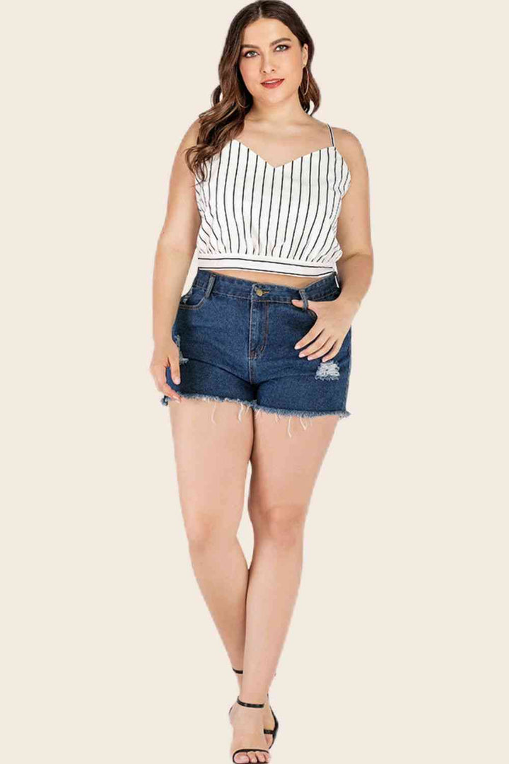 Stilla | Størrelse Stribet Tie-back Cropped Cami