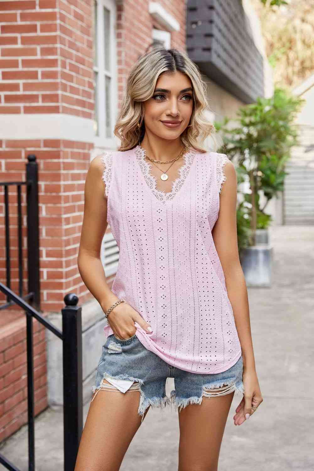 Stilla | Blondekant V-hals Tank
