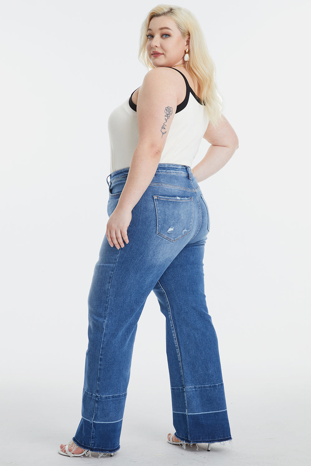 Stilla | Full Size Høj Talje Cat's Whisker Wide Leg Jeans
