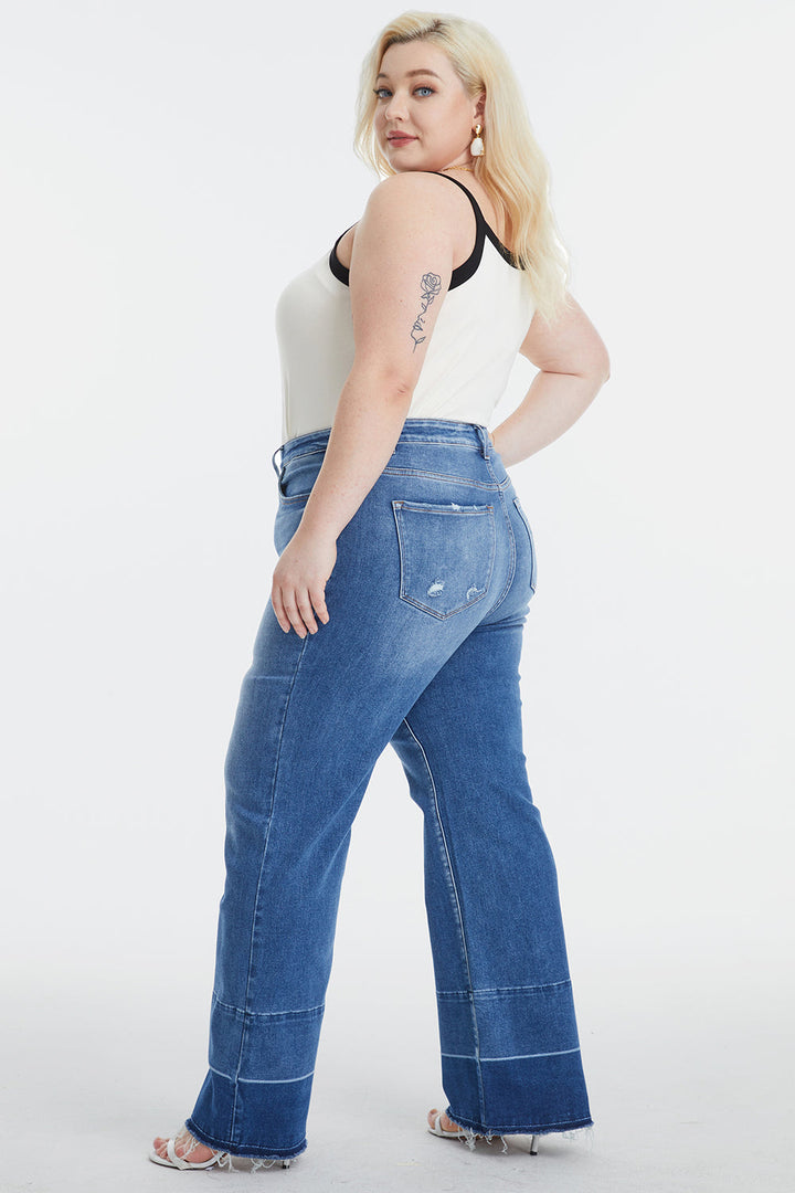Stilla | Full Size Høj Talje Cat's Whisker Wide Leg Jeans
