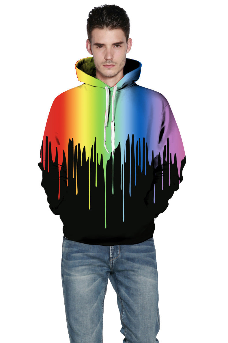 Dame hoodie med kreativ farvegradient og kunstnerisk dråpedesign Stilla
