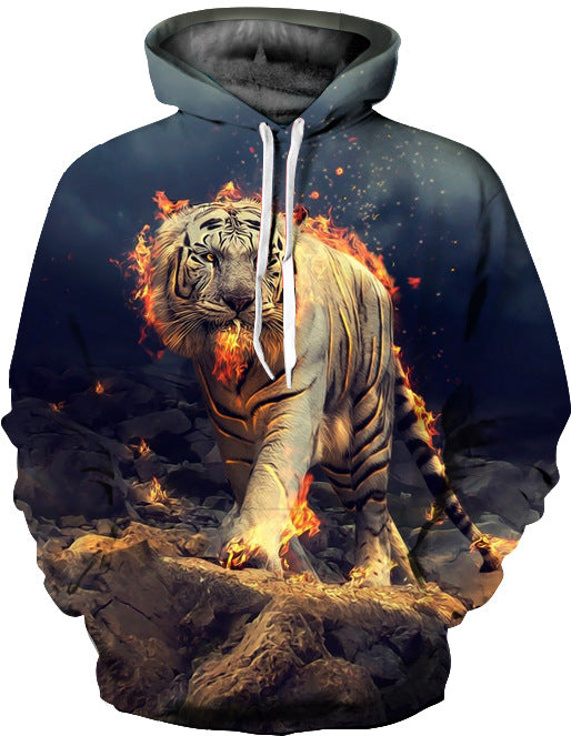 Unisex hættetrøje med dynamisk tigerdesign og livlig 3D-effekt Stilla