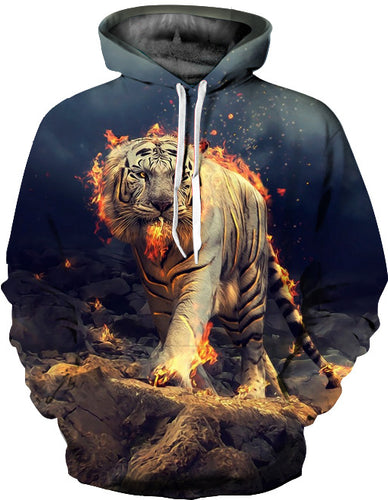 Unisex hættetrøje med dynamisk tigerdesign og livlig 3D-effekt Stilla