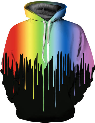 Dame hoodie med kreativ farvegradient og kunstnerisk dråpedesign Stilla