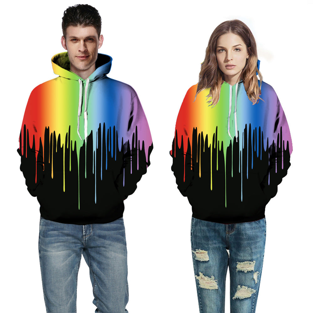 Dame hoodie med kreativ farvegradient og kunstnerisk dråpedesign Stilla