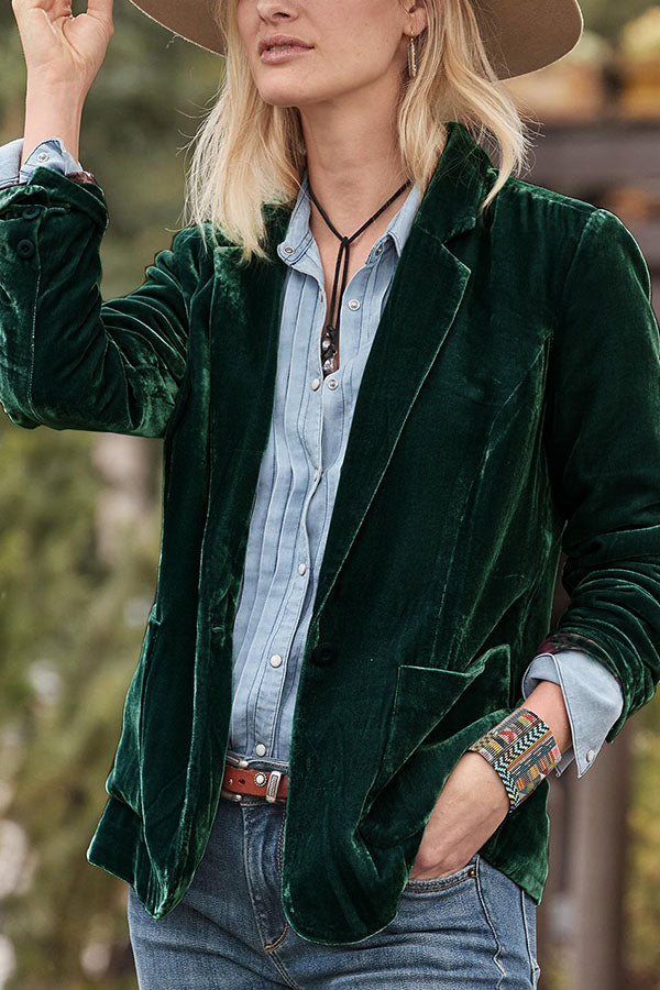 Stilla | Samt Cropped Top lille Blazer