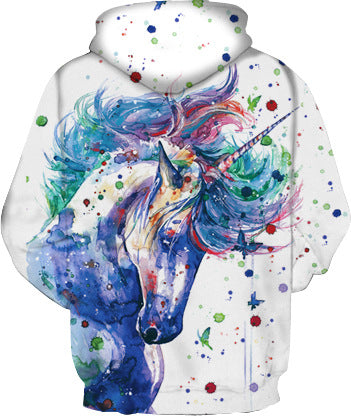 Dame hættetrøje med kreativ unicorn-motiv og høj kvalitet digitaltryk Stilla