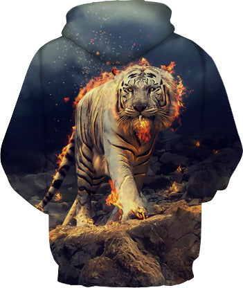 Unisex hættetrøje med dynamisk tigerdesign og livlig 3D-effekt Stilla