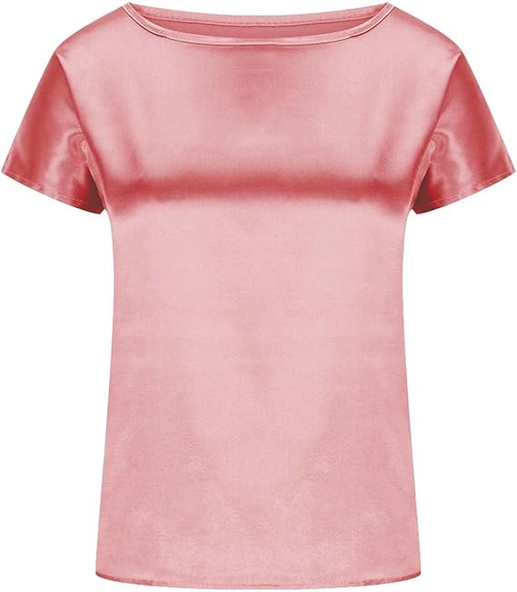 Dame Satin T-shirt med Elegant Vandfald-Udsnit og Enkle Detaljer Skovae