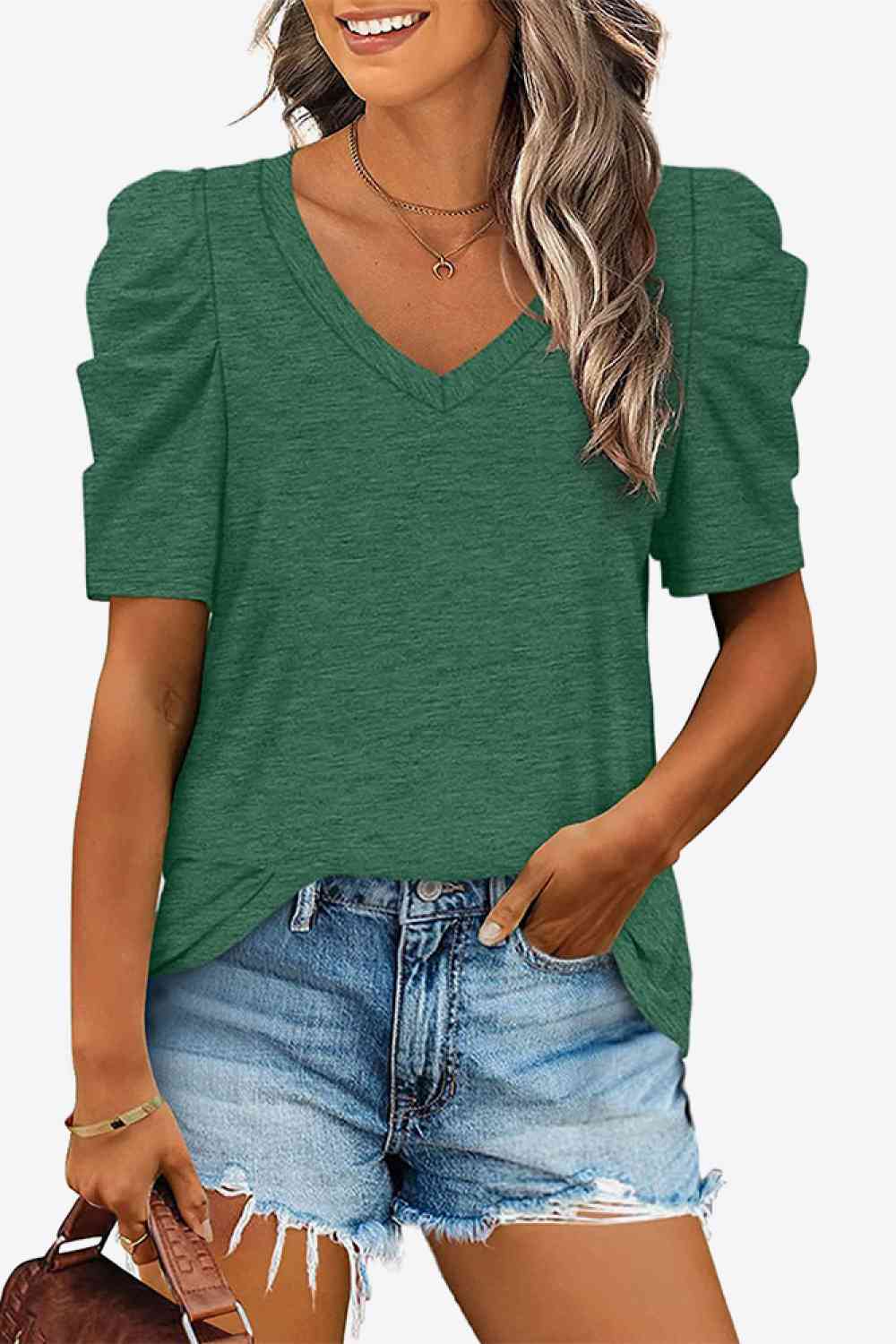 Stilla | Hals Puff Ermel T-shirt