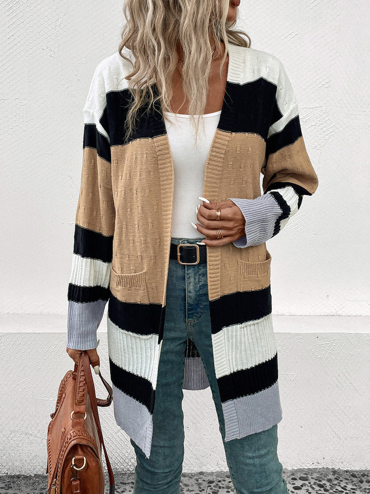 Stilla | Farveblok Åben Front Drop Shoulder Cardigan