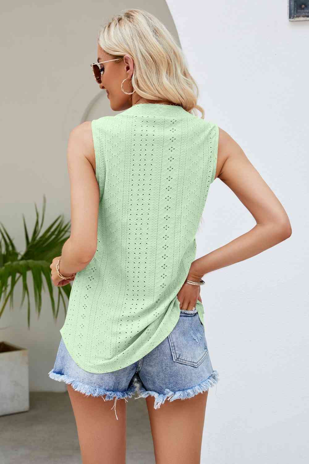 Stilla | Hals Kurvet Kant Eyelet Tank