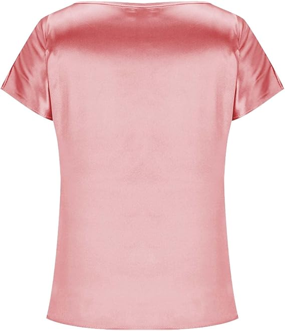 Dame Satin T-shirt med Elegant Vandfald-Udsnit og Enkle Detaljer Skovae