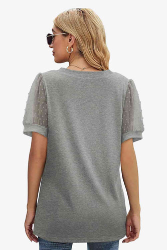 Stilla | Dot Puff Sleeve V-hals Tee