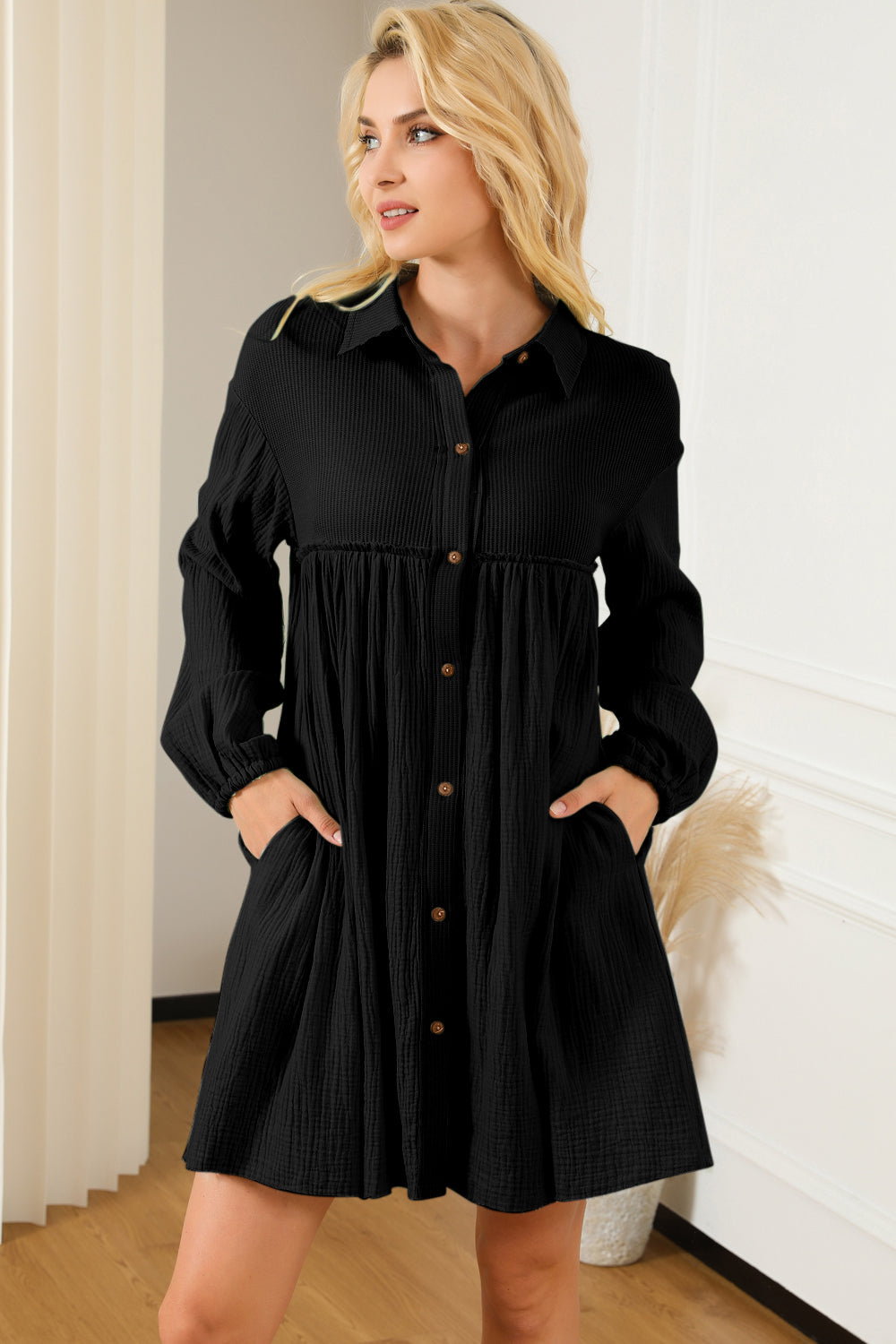 Stilla | Kravehals Dropped Shoulder Mini Kjole