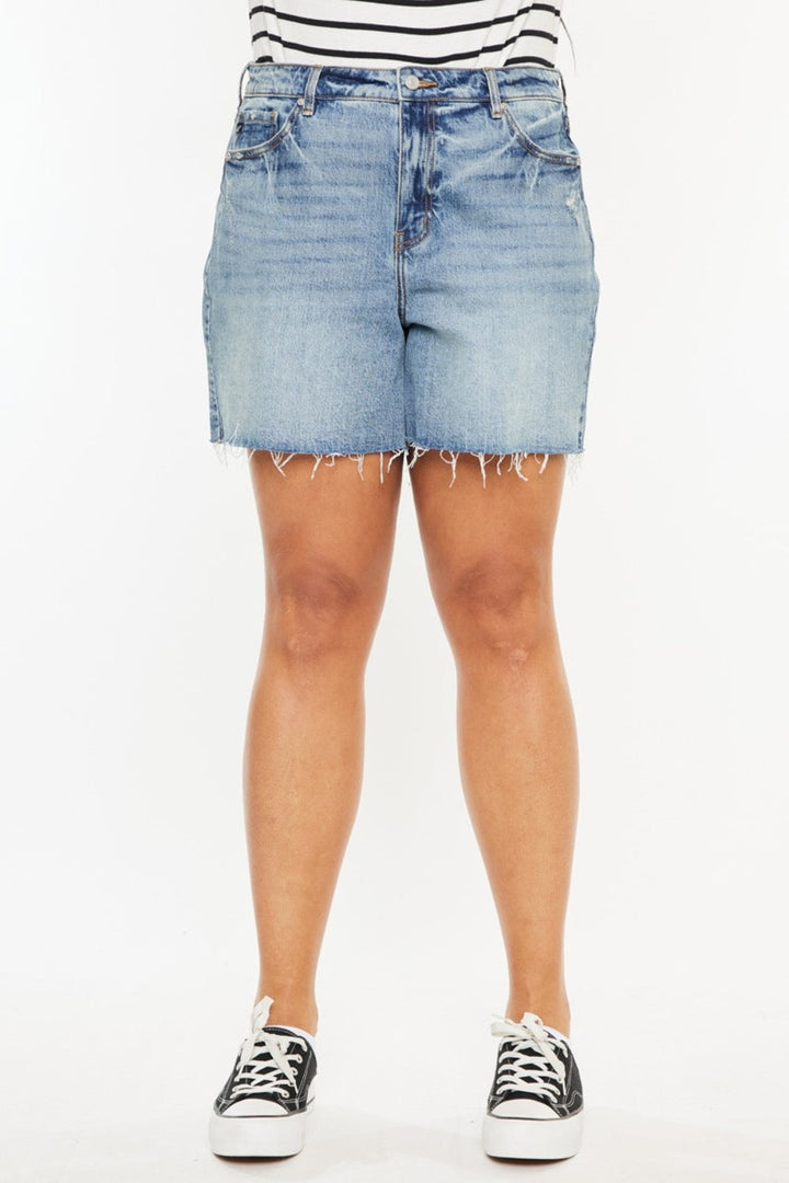 Stilla | Full Size Raw Hem Høj Talje Denim Shorts