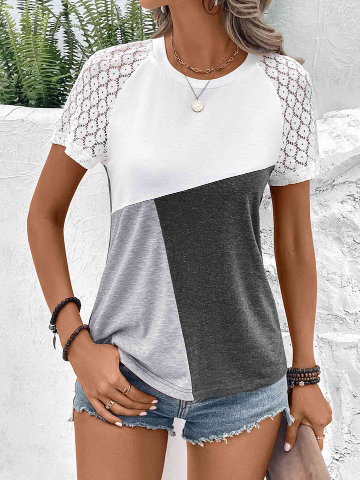 Stilla | Block Raglan Ærme Rund Hals T-shirt