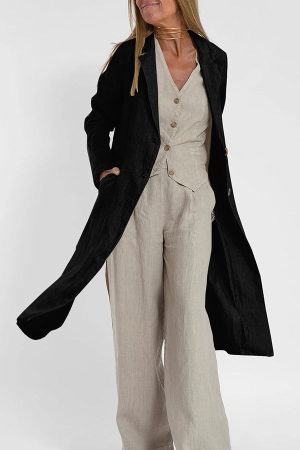 Stilla | Let Linned Blazer Frakke Med Lommer