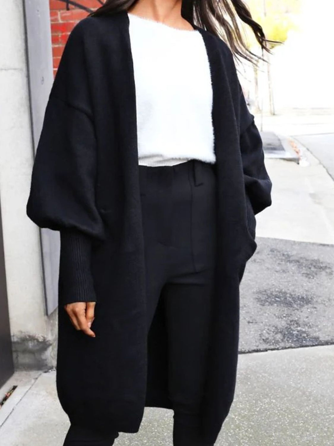 Stilla | Åben Front Nedsænket Skulder Cardigan