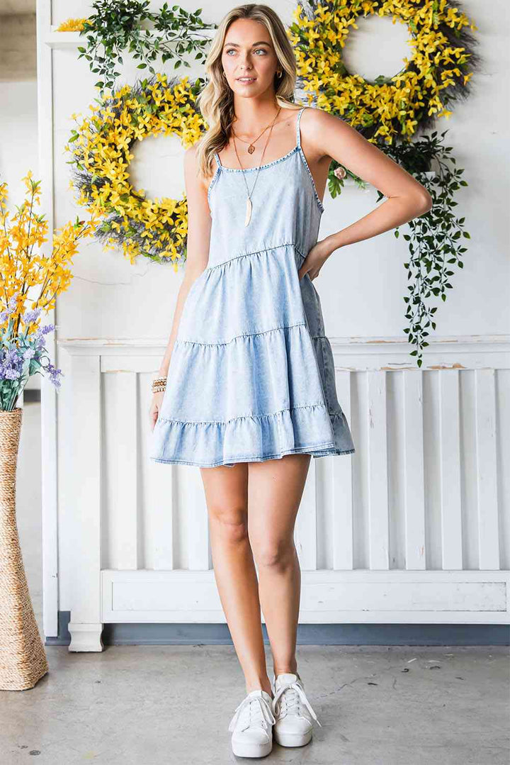 Stilla | Strop Tiered Denim Kjole