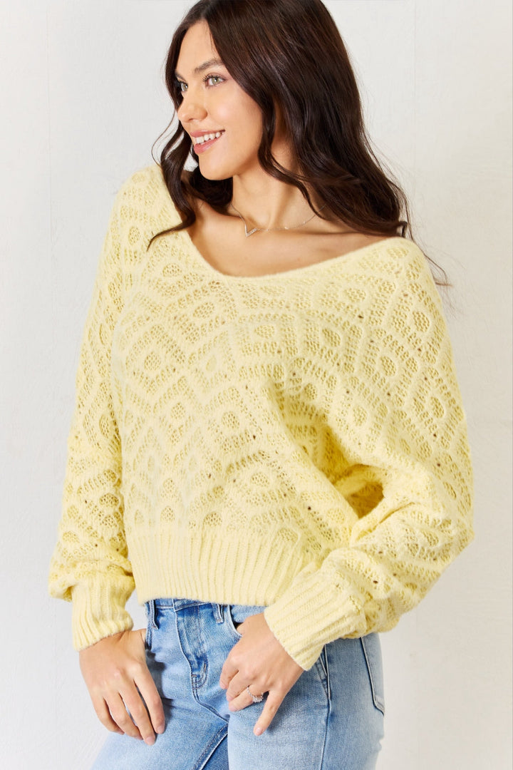 Stilla | V-hals mønstret langærmet sweater