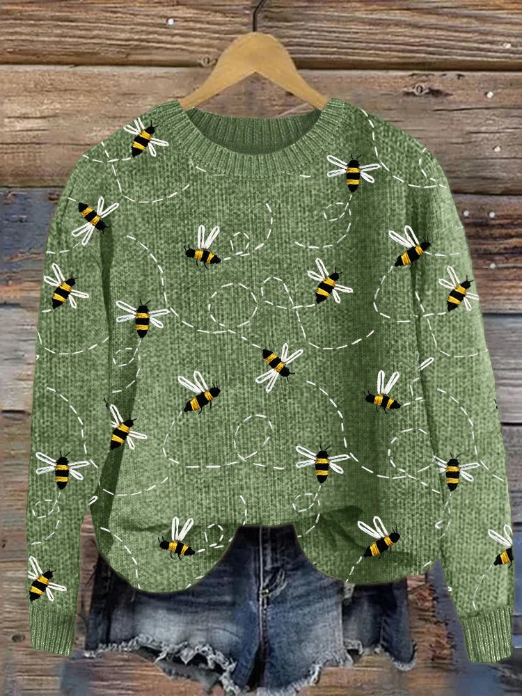 Stilla | Prægtig strikpullover med bi- broderi