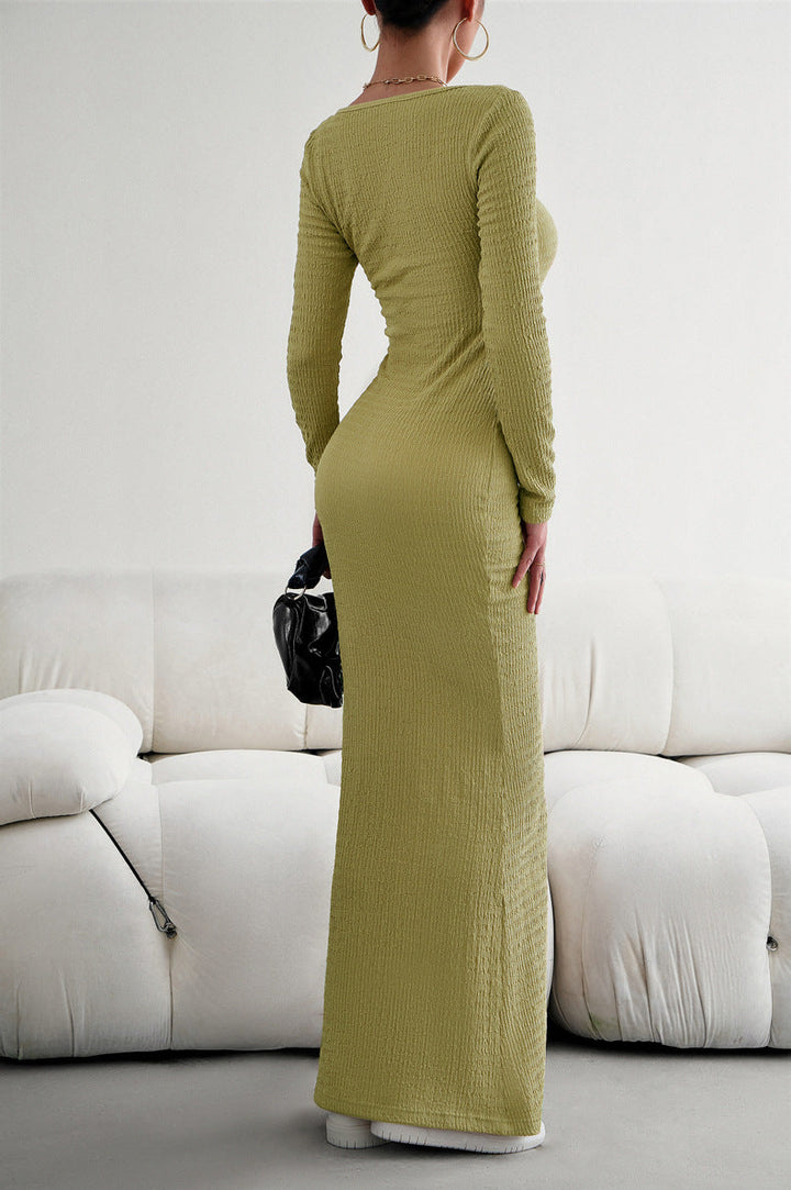 Stilla | Ærme Fyrkantet Hals Maxi Bodycon Kjole