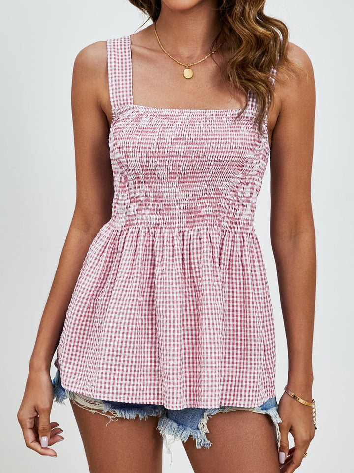 Stilla | Plaid Kvadratisk Hals Tank