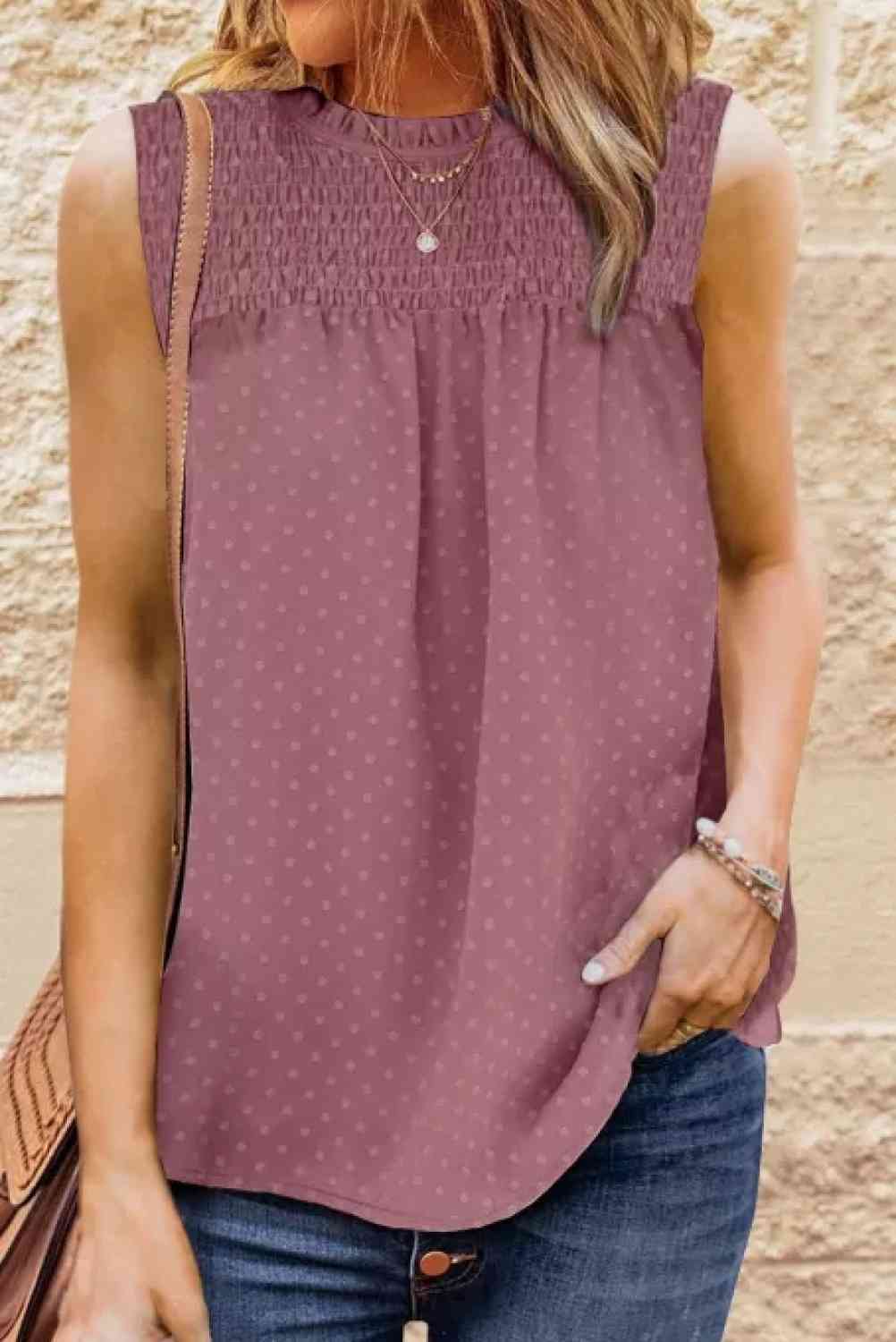 Stilla | Smocked Tie Back Frill Trim Tank