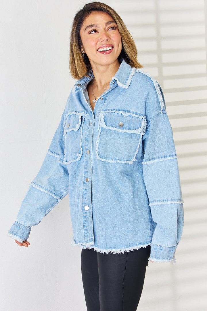 Stilla | Raw Hem Dropped Shoulder Denim Top