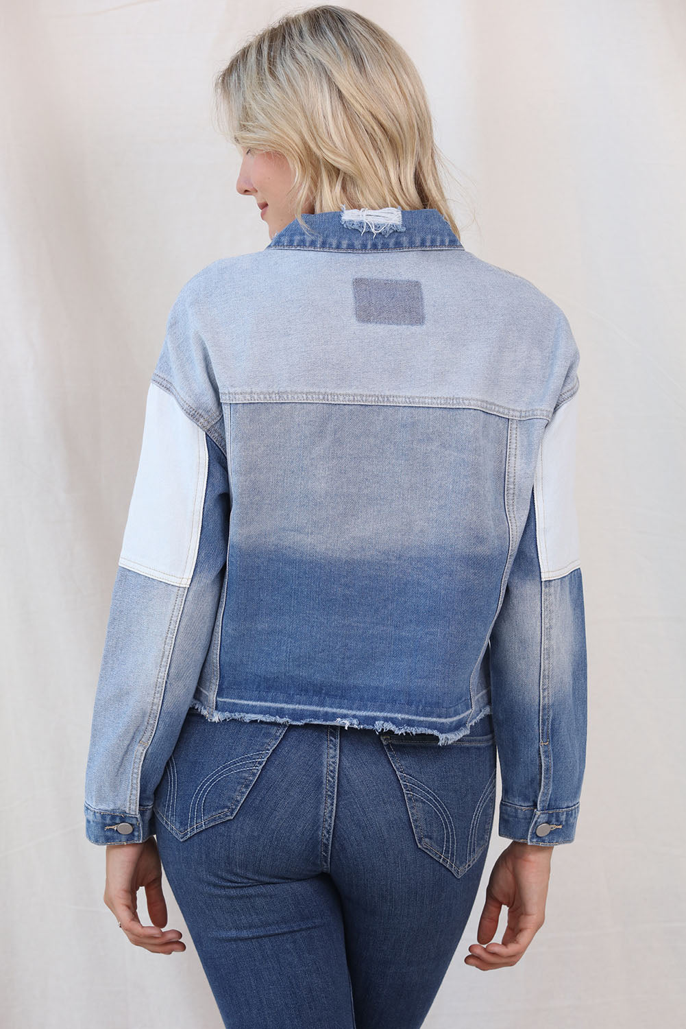Stilla | Block Distressed Button up Denim Jakke