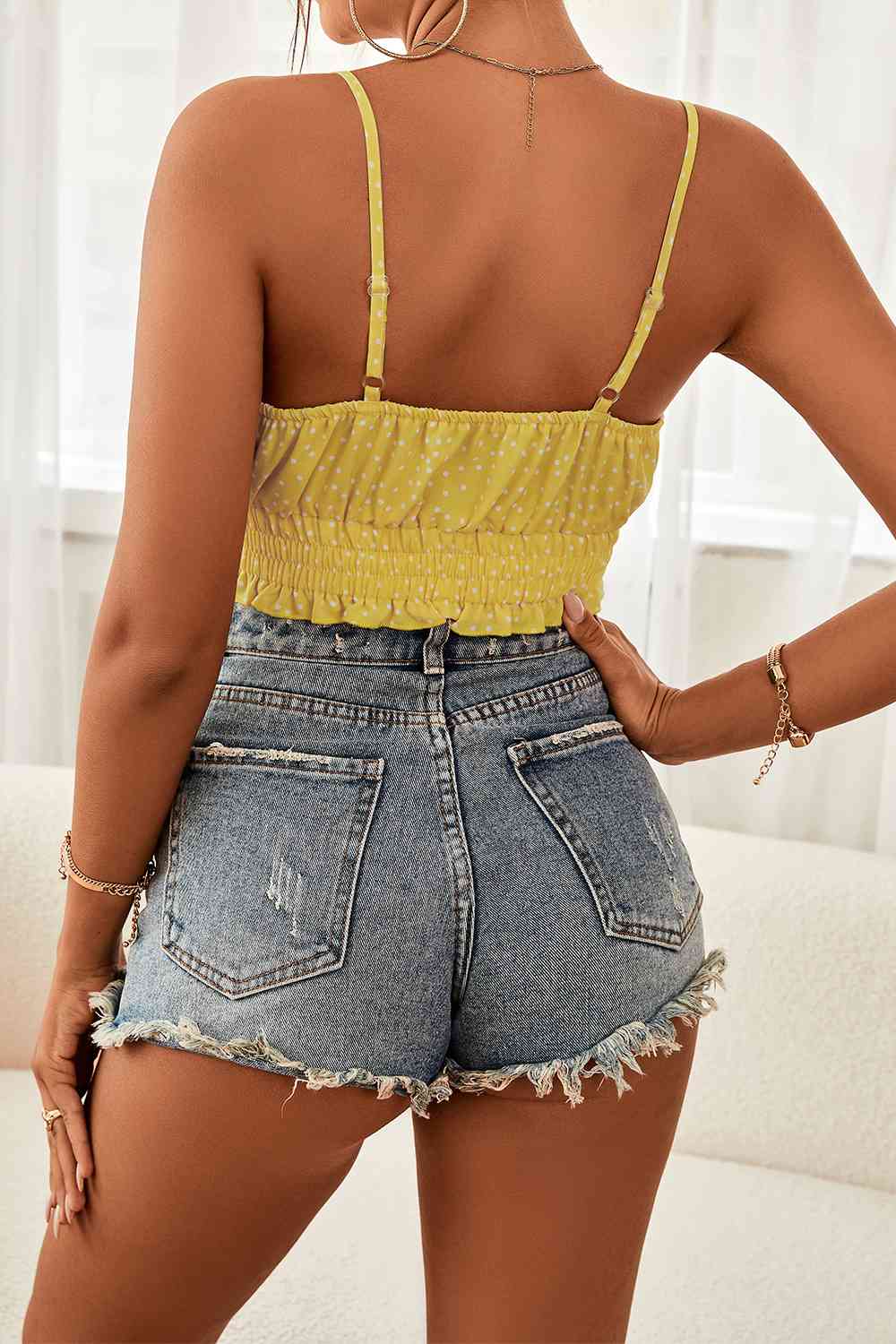 Stilla | Dot Tied Frill Trim Cami