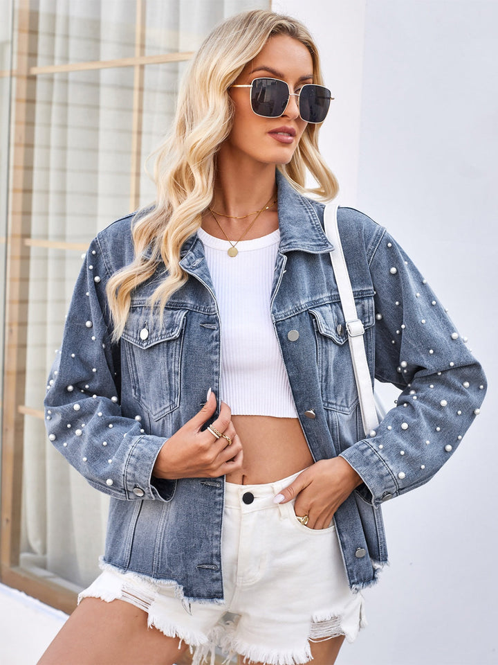Stilla | Trim Raw Hem Denim Jakke
