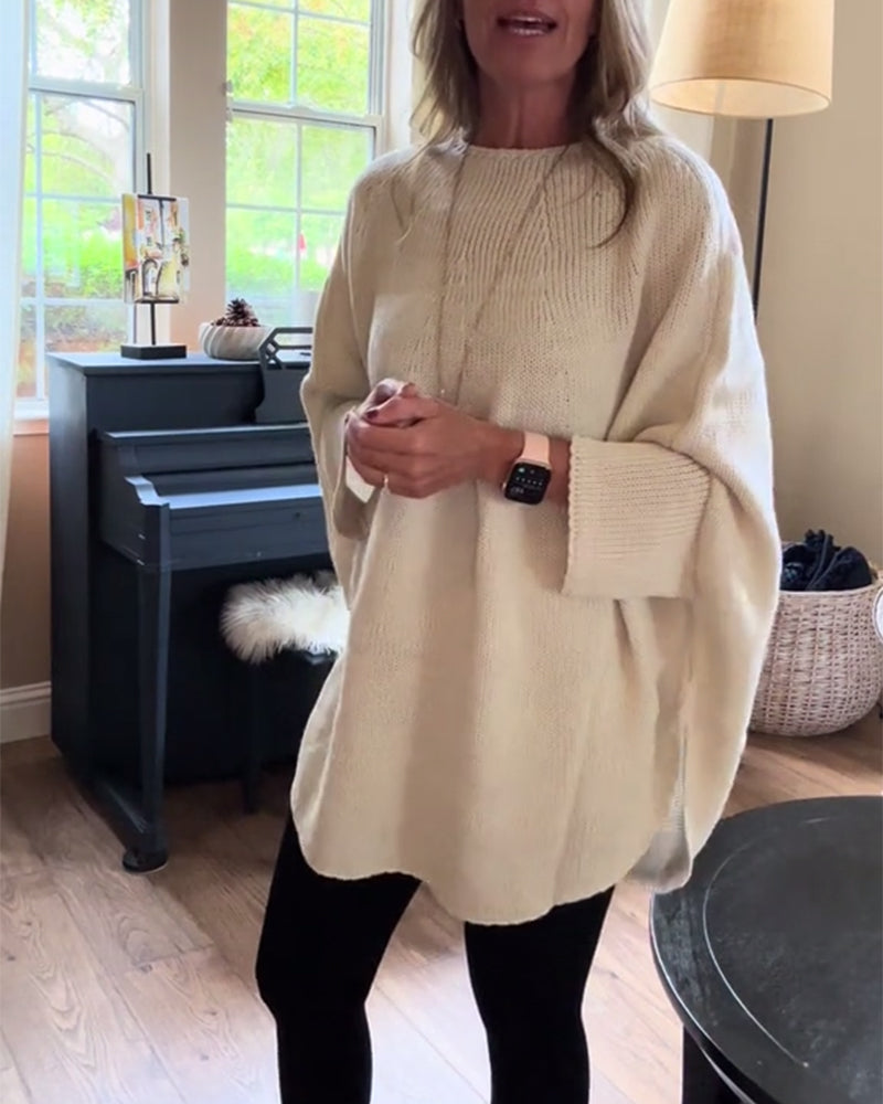 Stilla | Sweatshirt med rund halsudskæring og flagermusærmer i ensartet farve