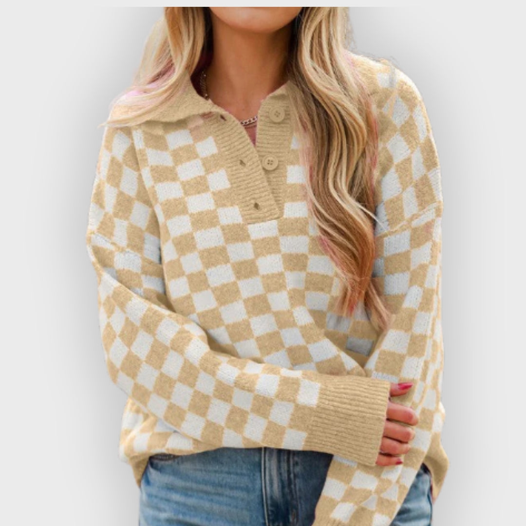 Stilla | V-hals sweater knapudskæring