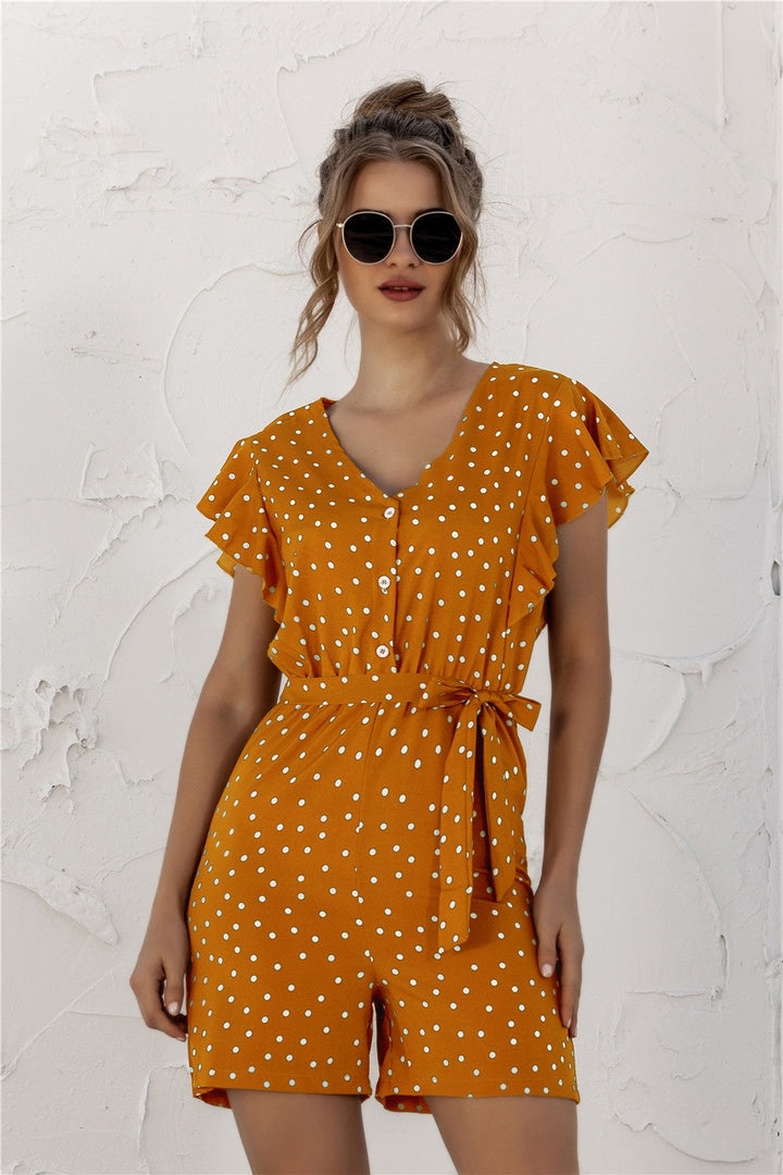 Stilla | Polka Dot Halv Knap Romper