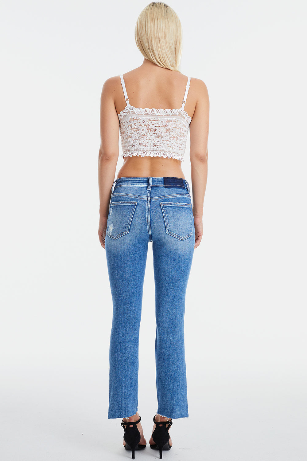 Stilla | Fuldlængde Mellem Talje Distressed Ripped Lige Jeans